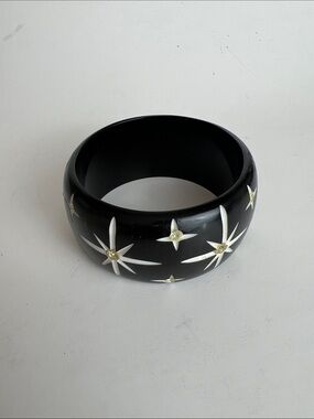 Splendette Black Atomic Starburst Resin Bangle Bracelet